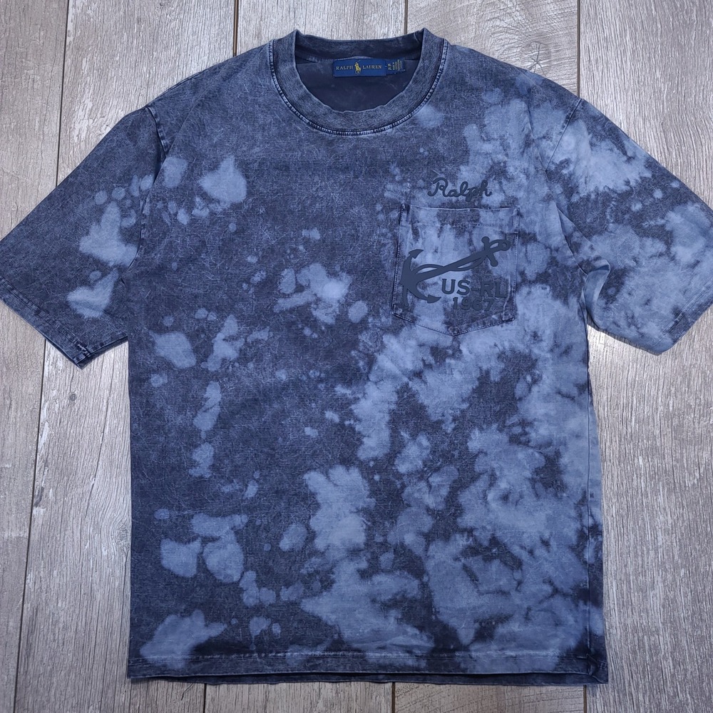 Ralph Lauren Pocket T-Shirt Mens XL Blue Tie Dye Anchor Graphic Tee
